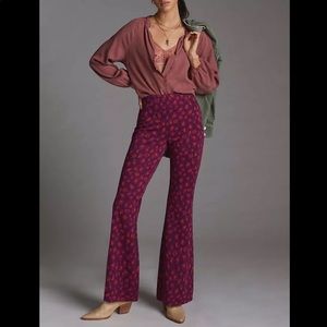 NWOT Anthropologie Knit Flare Leopard Pants
